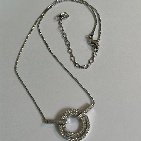 EUC Silver Necklace with Crystal Pendant and extender chain - Picture 8 of 8